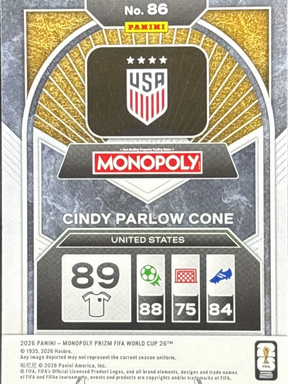 Panini Prizm Monopoly Cindy Parlow Cone Soccer Card